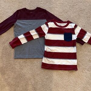Kids Long Sleeve Maroon and Gray Shirt Set. Size 8. Never wore. Boys.